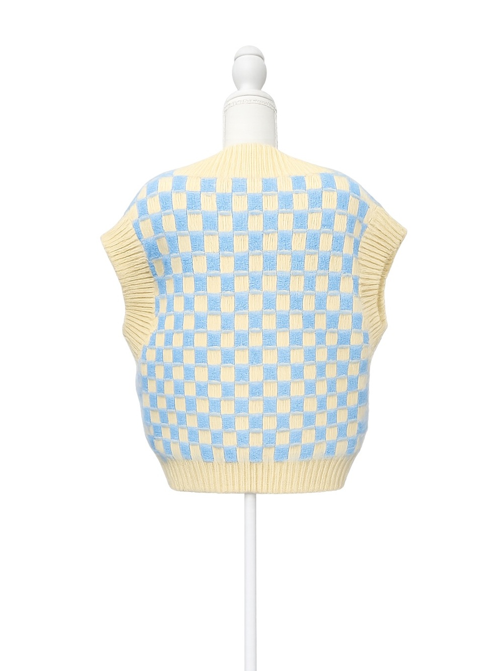 English Factory Blue Cream Checkerboard Sweater Vest Size M - Picture 2 of 4